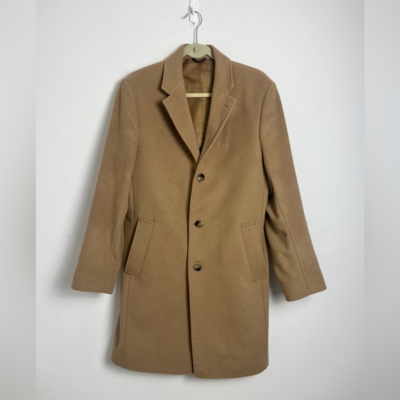 Lauren Ralph Lauren Men's 37/S Camel Italian Fabric Wool Cashmere Blend Overcoat - Picture 3 of 11